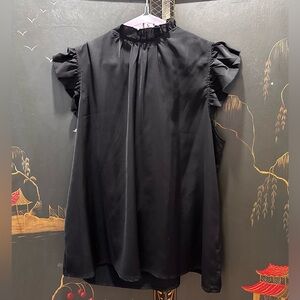 KIRUNDO Women’s Black Ruffle Sleeve Top -Size XL